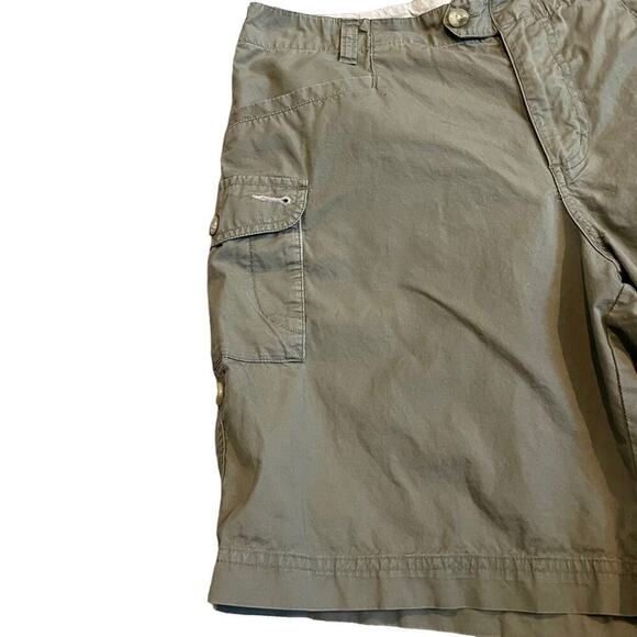 Columbia army green cotton cargo utility shorts roll tab hem size 10 - Picture 2 of 11